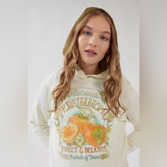 UO Future State Persimmon Shrunken Hoodie Sweatshirt, White, Medium, NWT - Picture 2 of 6